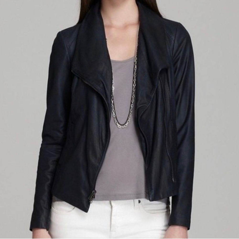Vince paper leather scuba jacket